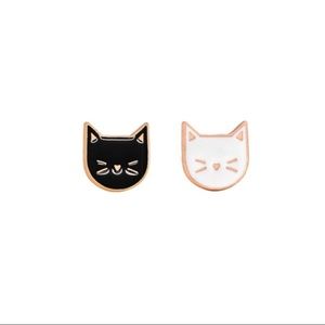 3/$30 Cat Black White Set Enamel Animal Pin Brooch